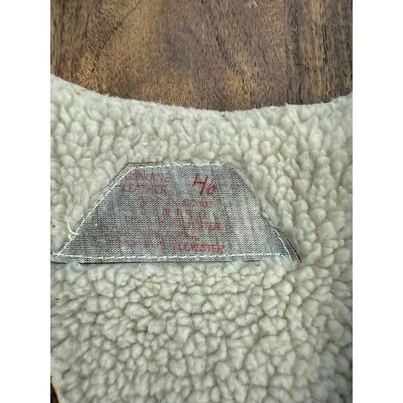 Vintage Genuine Suede Leather Sherpa Lined Button Front Ranch Chore Vest Size 46 - Picture 4 of 4